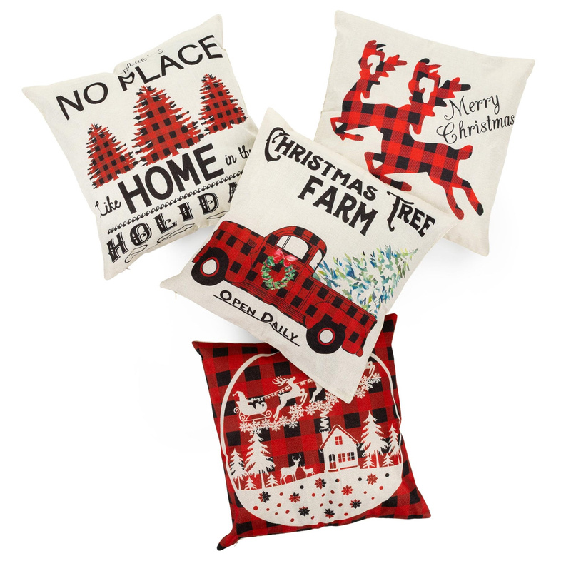 Poszewki świąteczne 40x40cm 4 szt. zestaw dekoracyjny na poduszki jaśki
