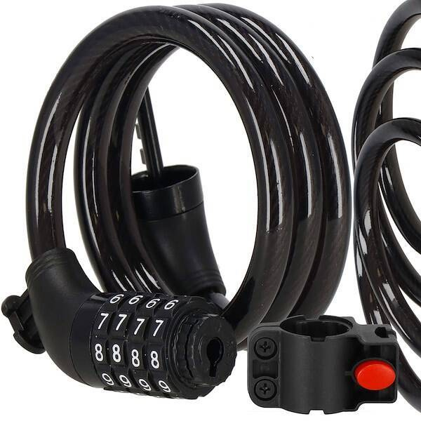 Zapięcie rowerowe, blokada na rower linka na kod czarny 95 cm