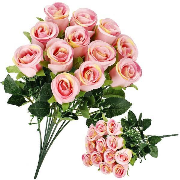 Sztuczny bukiet 12 róż kwiaty na ślub różowe dekoracja