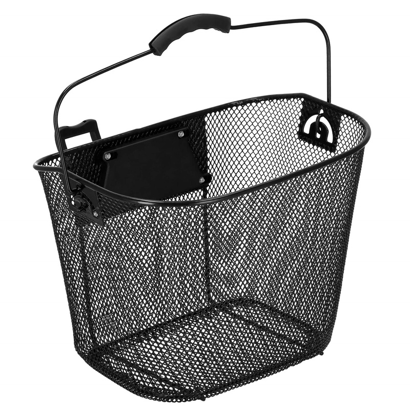 Kosz na rower na kierownicę metalowy click czarny